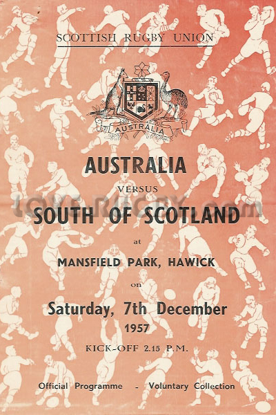 1957 South of Scotland v Australia  Rugby Programme